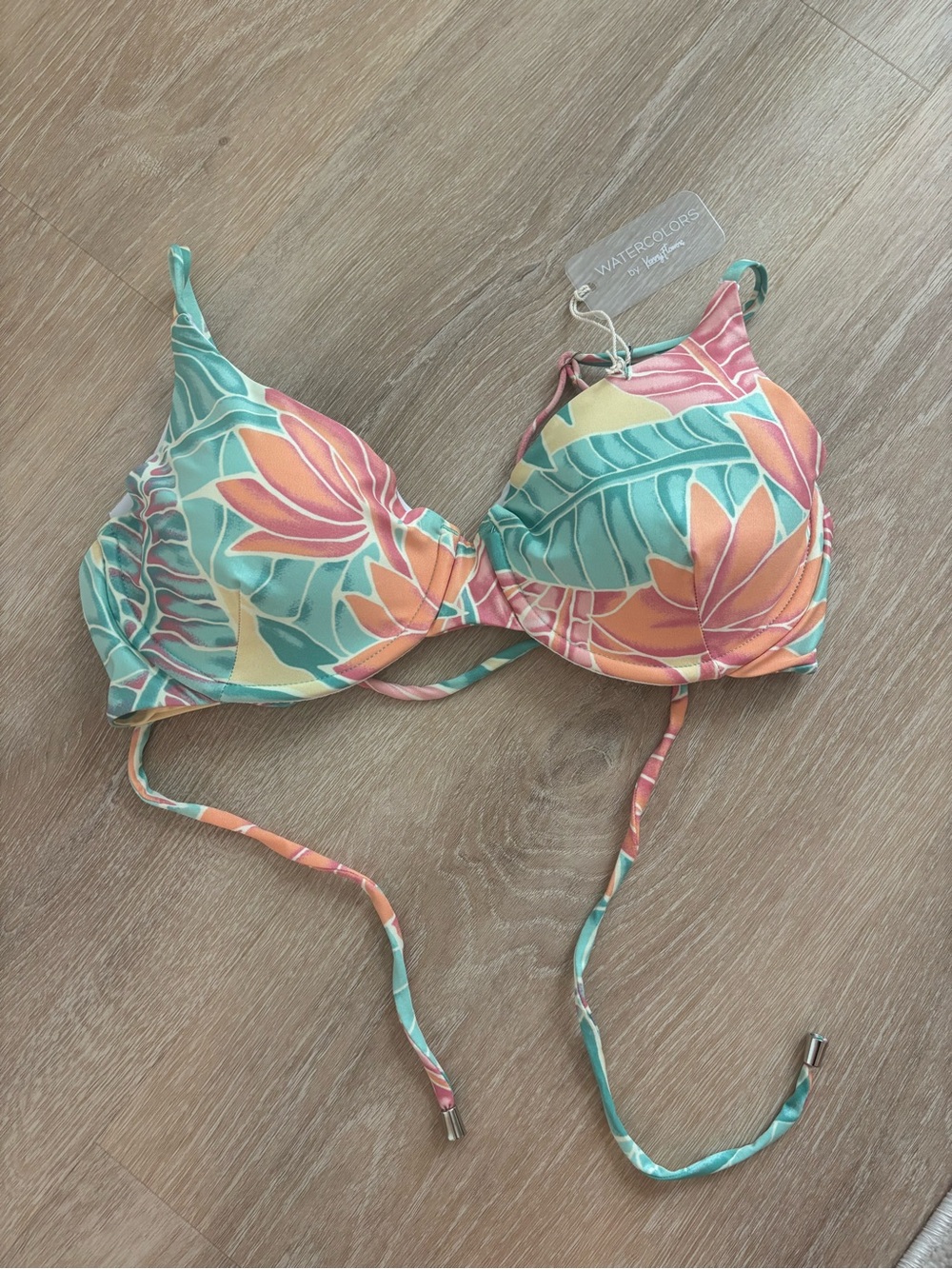Kenny Flowers Tortola DD Tropical Floral Underwire Swim Top - Mint & Coral